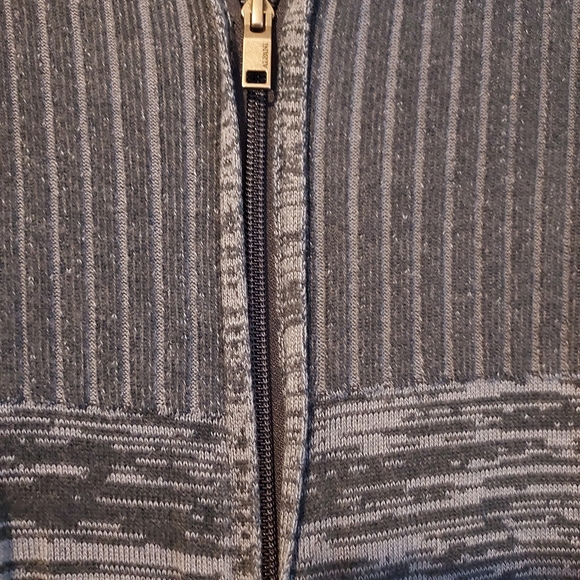 Alfani Mens Blue Medium Retro Full Zip Stripes Textured Knit Sweater Jacket - Picture 2 of 10